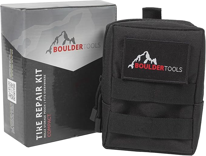 Boulder Tools - Compact Tire Repair kit with Molle Storage Pouch. Heavy Duty Universal Tire Plug Kit, Easily Stores Inside Your UTV, ATV, Truck, Motorcycle, Overlanding Gear or RV