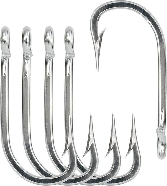 BLUEWING Needle Point 5pcs/10pcs Trolling Hooks Fishing Stainless Steel Extra Sharp for Freshwater Saltwater