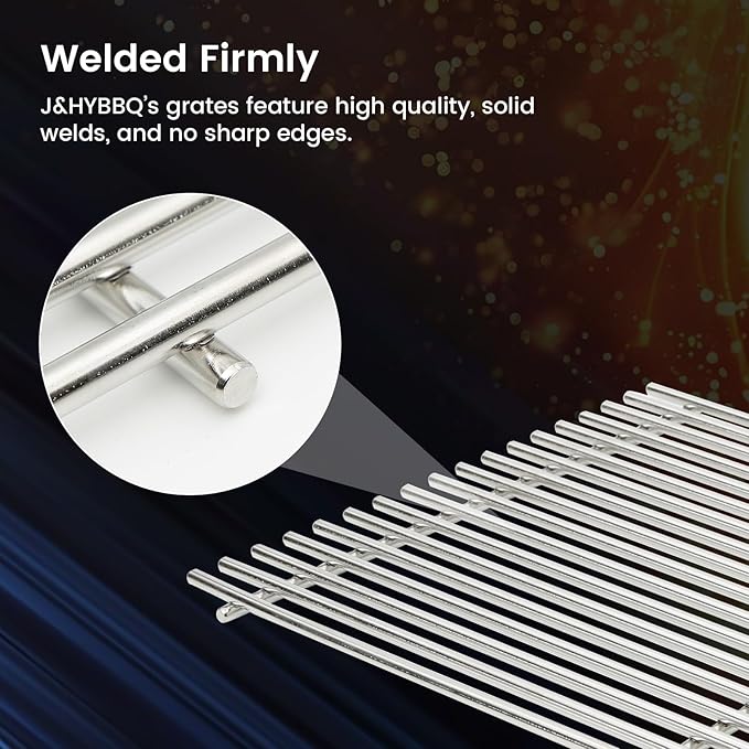 J&YNBBQ Grill Grate Replacement for Weber Genesis 300 Series – 19.5" 7mm Stainless Steel Cooking Grates for E-310, E-320, E-330, S-310, S-320, S-330, Replaces Weber 7528 & 7524 (2 Pack)