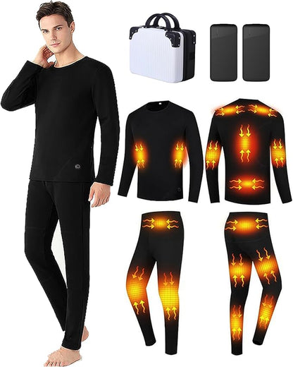 Men's Heated Thermal Underwear Set 16 Heating Zones USB Charge Winter Outdoor Sports Heated thermals top and bottom set