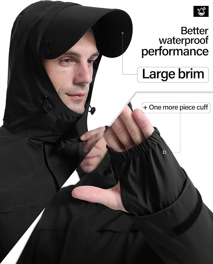 iCreek Rain Suit Waterproof Jacket with Pants 2 Pieces Breathable Lightweight Packable Raincoat with Hooded Rain Gear Unisex