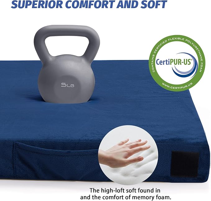 CYMULA Memory Foam Camping Mattress Pad, CertiPUR-US Sleeping Mat, Portable Roll Up Mattress for Adults, Camping Bed Pads for Sleepover, Car Bed with Travel Bag