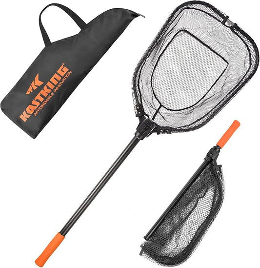 KastKing Brutus Fishing Net, Foldable Extendable Fish Landing Net, Lightweight & Portable Fishing Net with Soft EVA Foam Handle, Holds up to 44lbs/20KG, Fish-Friendly Mesh for a Safe Release