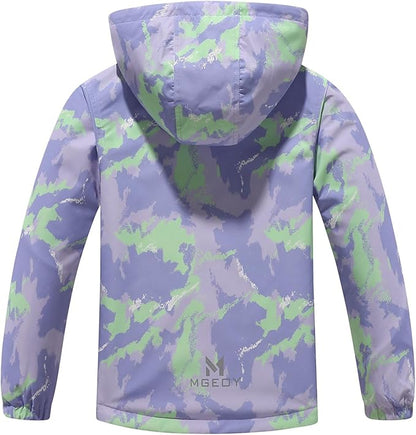 MGEOY Boys Girls Rain Jackets Lightweight Waterproof Hooded Raincoats Windbreakers for Kids 4-14Y