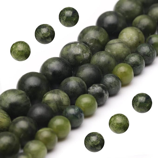 Youngbling Natural Jade Beads for Jewelry Making,10mm Green Jade Polished Round Smooth Stone Beads,Genuine Real Stone for Bracelet Necklace 15 Inch(Green Jade,10mm)