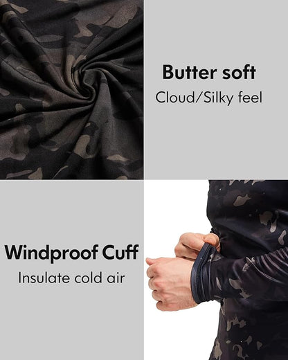 CL convallaria 2 Pack Mens Thermal Underwear Fleece Lined Long Johns Winter Base Layer Cold Weather Hunting Gear