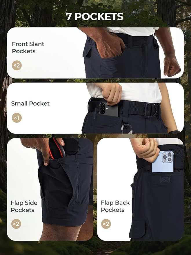 Men's Convertible Hiking Pants Waterproof Quick Dry Zip-Off Lightweight Tactical Multi-Pocket Outdoor Fishing Safari Trousers