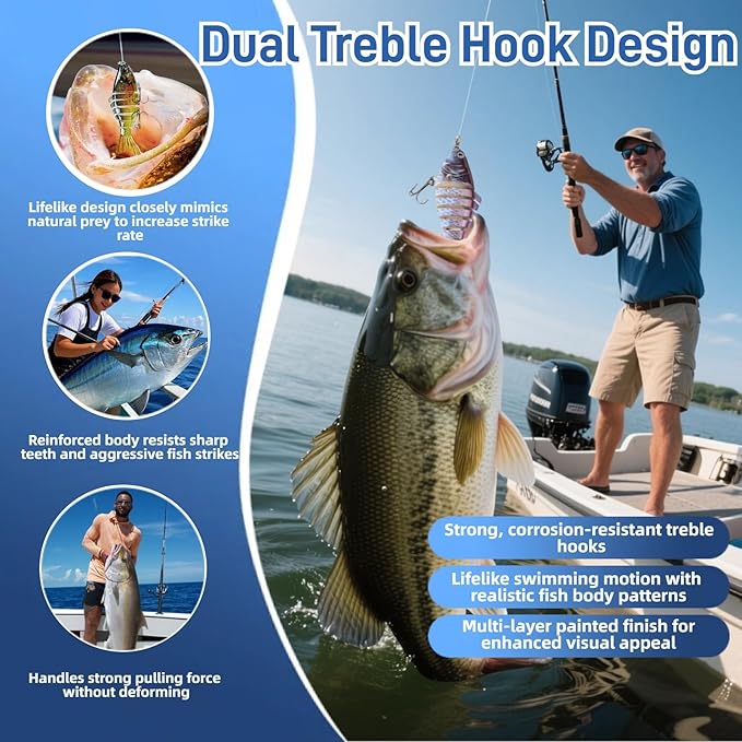 5PCS Lifelike Fishing Lure, Multi Jointed Swimbait Lures, Bionic Swimming Lure for Bass Trout Crappie Walleye Pike Bluegill Salmon, Glide Bait for Beginners, Amateurs and Professionals