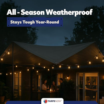 TarpsNow® Fire Retardant Tarp - 12' x 16' - 18 MIL Heavy Duty Canvas Tarp - Flame & Tear Resistant w/Brass Grommets - Best for Safety, Outdoors, Camping, Boating, Welding, Woodpile, House, Fire Pit