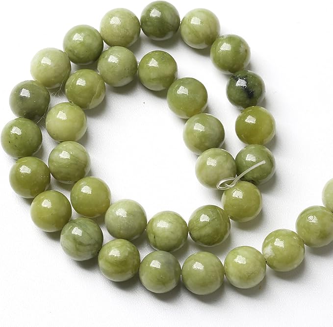 75PCS 10MM Natural Stone Chinese Green Jade Loose Beads for Jewelry Making DIY Bracelet Necklace