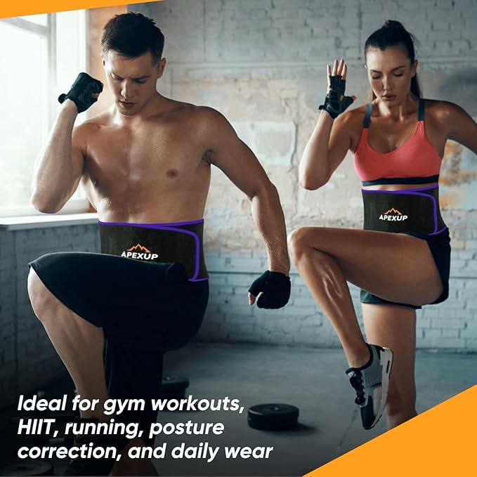 APEXUP Sweat Waist Trainer for Women and Men, Neoprene Waist Trimmer Belt Slimming Sweat Band with Removable Lumbar Support