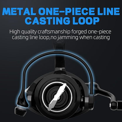 Ashconfish AK Spinning Reel -Ultra-Strong Metal Body, Over 25lbs Drag, Anti-Reverse Bearings, 8+1 Double-Shielded Stainless-Steel BB Design for Saltwater & Freshwater Fishing