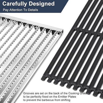 Criditpid Grill Replacement Parts for Charbroil 463242516 463242515 463367016 463355220, Cooking Grates, Emitter Plates, Burners, Heat Plates, Crossover Tubes & Ignitors for Charbroil Commercial Grill