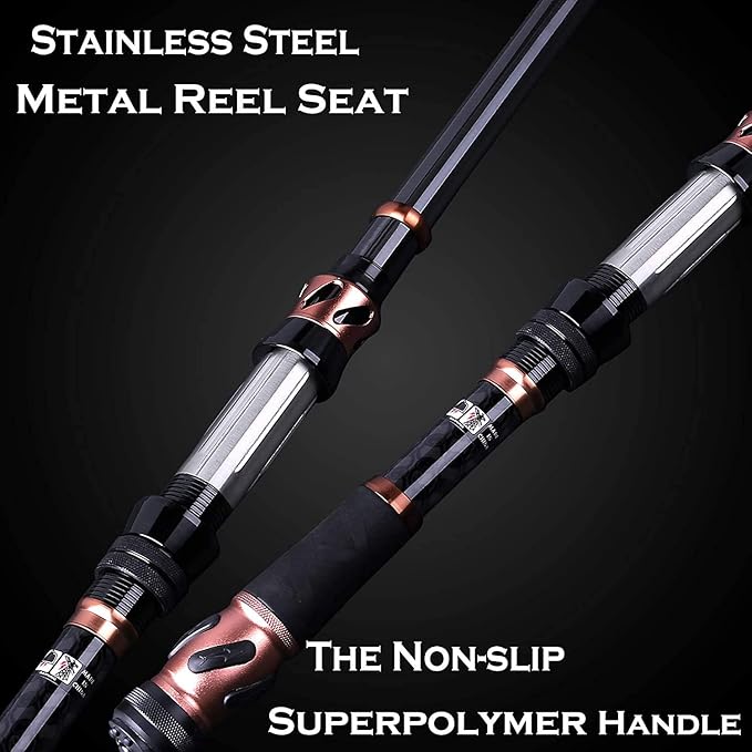 PLUSINNO Fishing Rod and Reel Combos - Carbon Fiber Telescopic Fishing Pole - Spinning Reel 12 +1 Shielded Bearings Stainless Steel BB