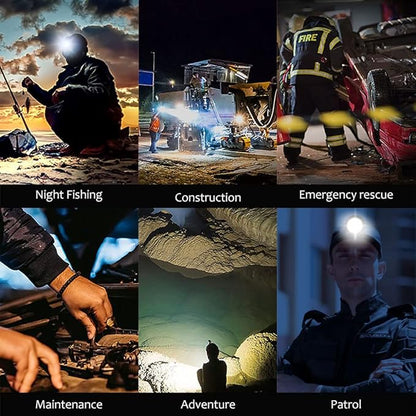 Super Bright Rechargeable Coon Hunting Headlamp, LED Spotlight Head Torch with Power Supply, Waterproof Headlight Flashlight for Outdoor Hunting, Fishing, Hiking, Camping, Night Work