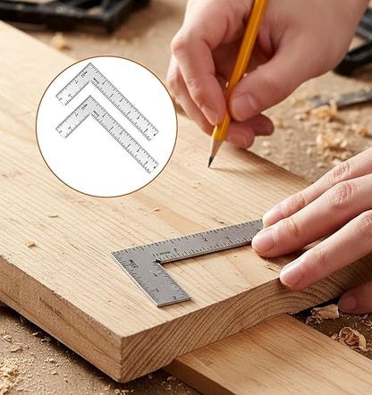 Right Angle Ruler, 2 x 4 inch L Ruler, Stainless Steel L Square for Engineer Carpenter Measuring (Silver)