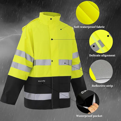 Rain Suit For Men & Women Waterproof Heavy Duty Rain Gear Reflective Jacket for Fishing Outdoor Work Raincoats