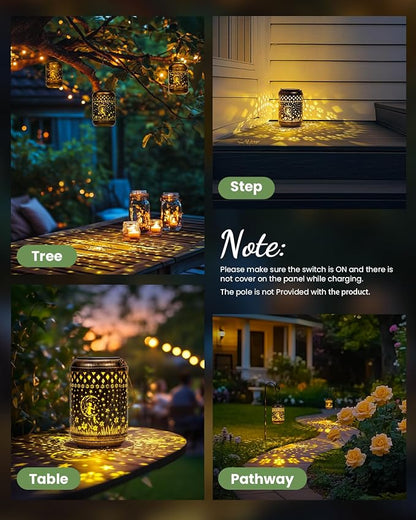 Solar Lanterns Outdoor Hanging Waterproof,2Pack Fairy Garden Decor Gifts for Women Mom, Solar Lights Metal Fall Decoration Outside for Yard, Patio,Garden,Backyard,Porch
