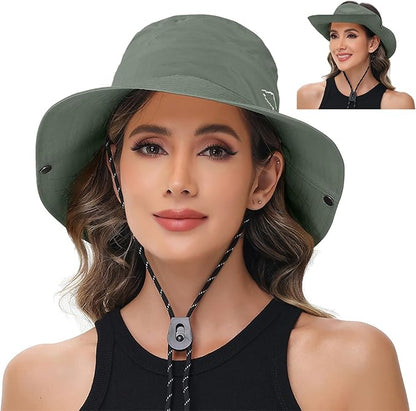 Sun Hats for Women Bucket Hat UV Protection Fishing Hat Wide Brim Safari Hats 2 in 1 Zip-Off Sun Visor Hats UPF 50+