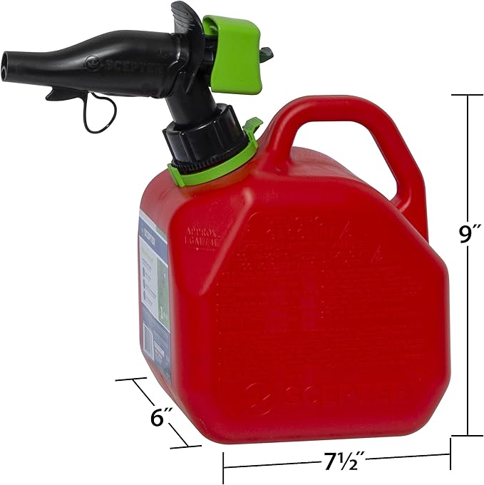 Scepter FR1G152 Fuel Container with Spill Proof Smart Control Spout with Bonus Spout Extender, Red Gas Can, 1 Gallon (Pack of 4)