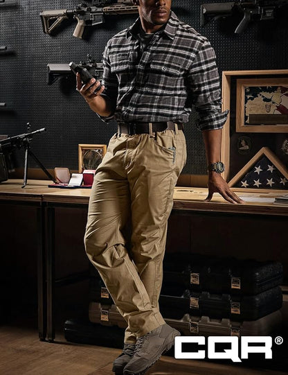 CQR Men's Flex Stretch Tactical Pants, Water Resistant Ripstop Cargo Pants, Lightweight EDC Outdoor Work Hiking Pants