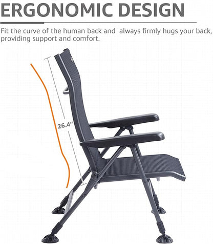 X Strike Folding Camping Chair Support 350 LBS, Outdoor Fishing Chair for Adults Breathable Mesh with Adjustable High Back Support and Leg, Aluminum Frame for Fishing, Camp, Lawn, Patio.