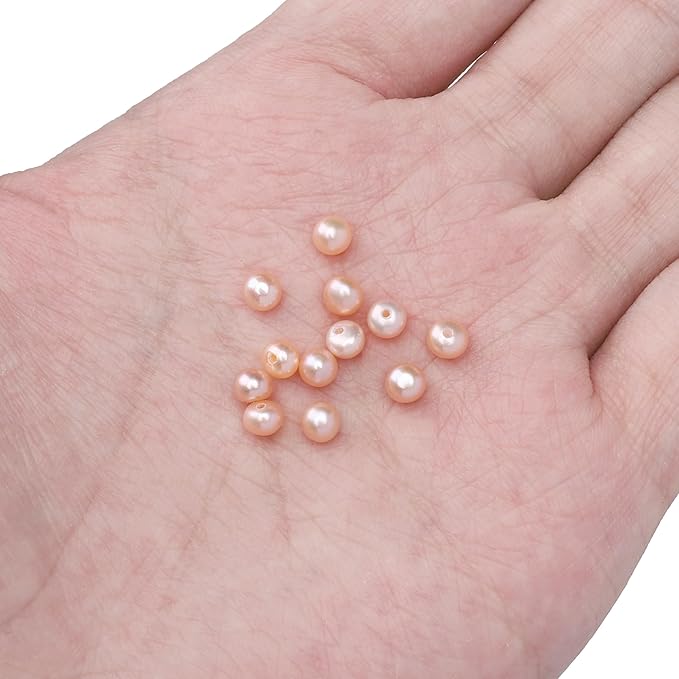 Natural Half Drilled Pearl Beads Pink 4-4.5mm 12pcs AAAA Freshwater Cultured Loose Gemstone Beads for DIY Stud Earring Jewelry Making