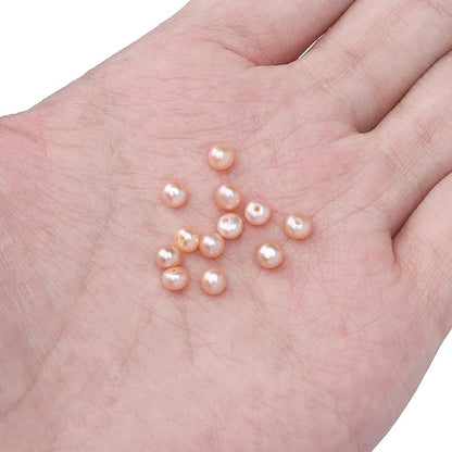 Natural Half Drilled Pearl Beads Pink 4-4.5mm 12pcs AAAA Freshwater Cultured Loose Gemstone Beads for DIY Stud Earring Jewelry Making