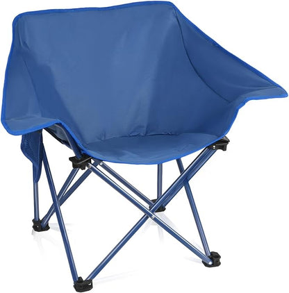 Portable Camping Chair Compact Collapsible Outdoor Folding Sports Chairs for Adults Heavy Duty Camp Sporting Events Park Lawn 400 Lbs Blue
