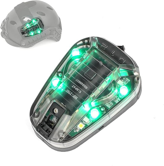 Tactical Helmet IR Strobe Light,Identification Light with Optional 4 Modes, Survival Signal for Outdoor Sports (Black Base-Green)