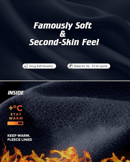 CL convallaria Long Johns Thermal Underwear for Men Soft Fleece Lined Base Layer Cold Weather Top Bottom Gift Set