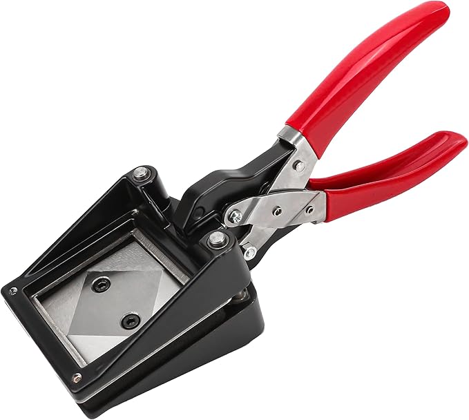 Professional 50×50mm (2''x2'') Square Photo Cutter, Handheld Metal Die Punch Tool for Paper, Business Cards, Crafts, DIY Projects Cutting, Hardened Steel Blade Heavy-Duty, Office & Family Use