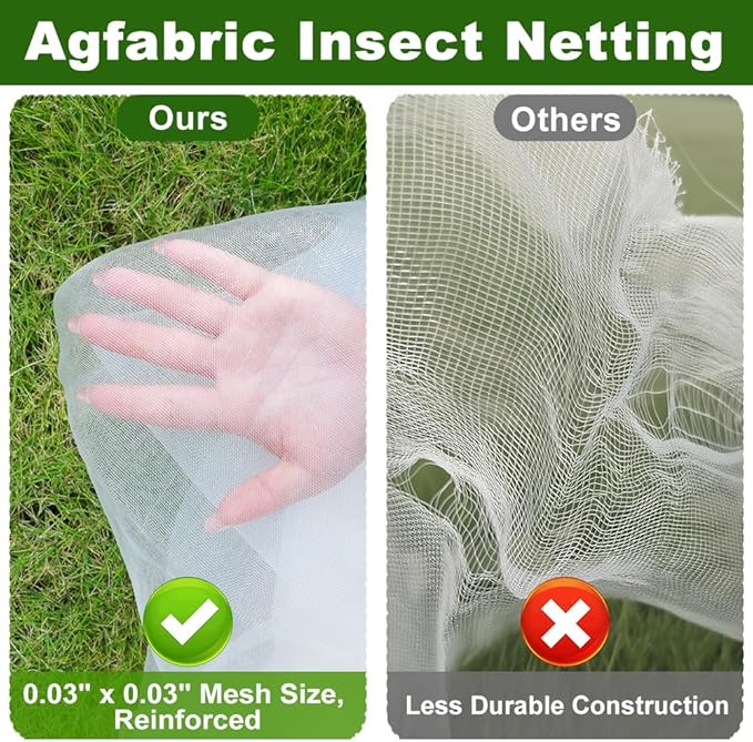 Agfabric Garden Netting 8.2'x9.8' Insect Pest Barrier Netting for Garden Protection,Plant Cover Row Cover Mesh Netting for Vegetables Fruit Trees and Plants,White