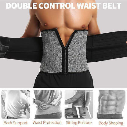 KIWI RATA Mens Workout Waist Trainer Corset Neoprene Sauna Sweat Trimmer Cincher Belt Extra Belly Compression Belts
