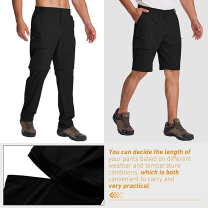 Mens Hiking Pants Convertible Quick Dry Zip Off Fishing Travel Safari Pants