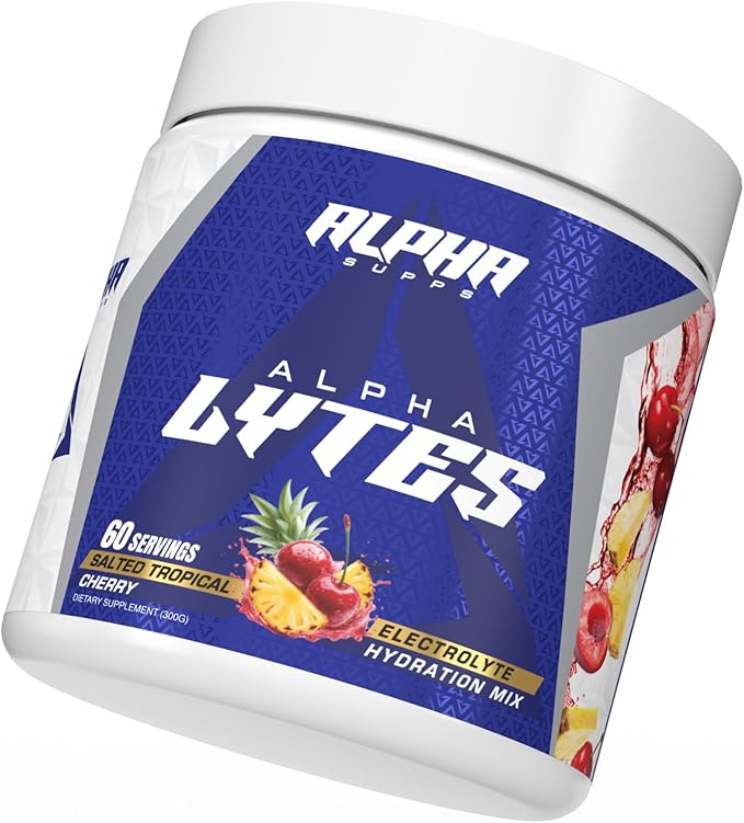 Alpha Lytes - Electrolyte Powder Daily Hydration Drink Mix - Sugar-Free, Zero Calorie Instant Formula with Trace Minerals and Antioxidants (60 Servings, Salted Tropical Cherry)