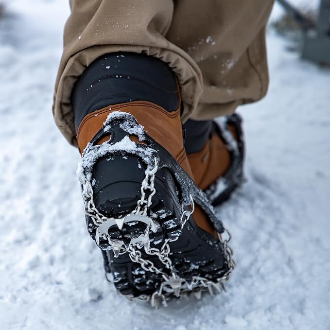 TRIWONDER Crampons for Boots Shoes Traction Ice Cleats Snow Grips Anti Slip Stainless Steel Micro Spikes for Hiking Fishing Walking Climbing Jogging Mountaineering