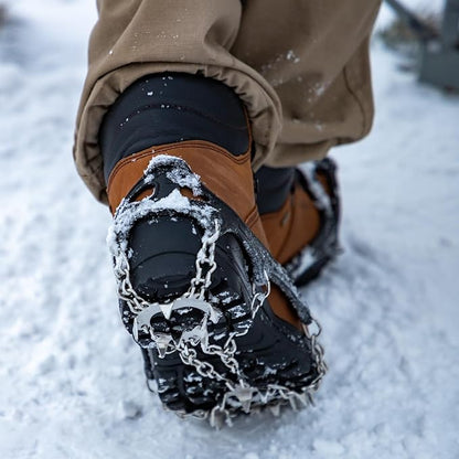TRIWONDER Crampons for Boots Shoes Traction Ice Cleats Snow Grips Anti Slip Stainless Steel Micro Spikes for Hiking Fishing Walking Climbing Jogging Mountaineering