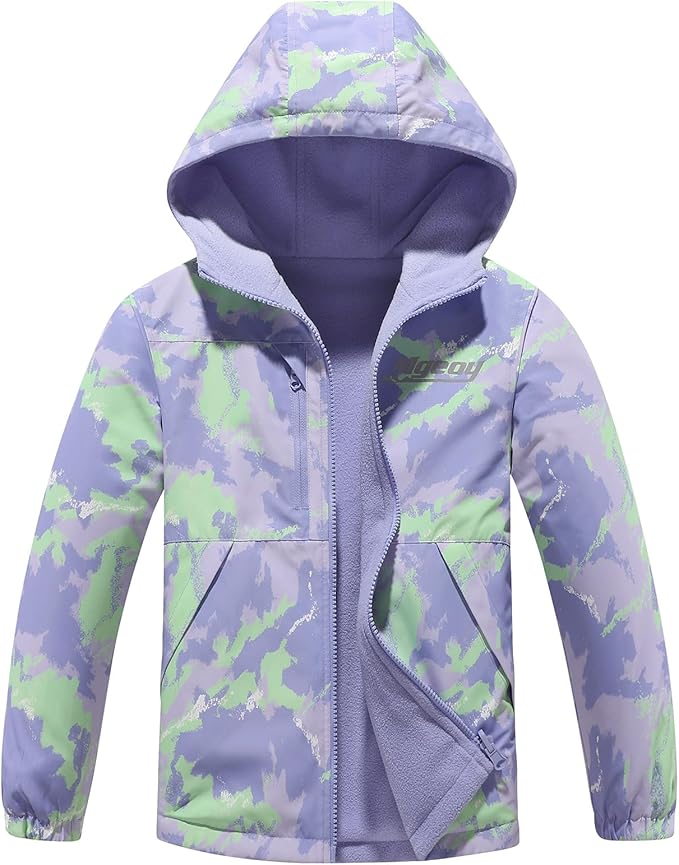MGEOY Boys Girls Rain Jackets Lightweight Waterproof Hooded Raincoats Windbreakers for Kids 4-14Y