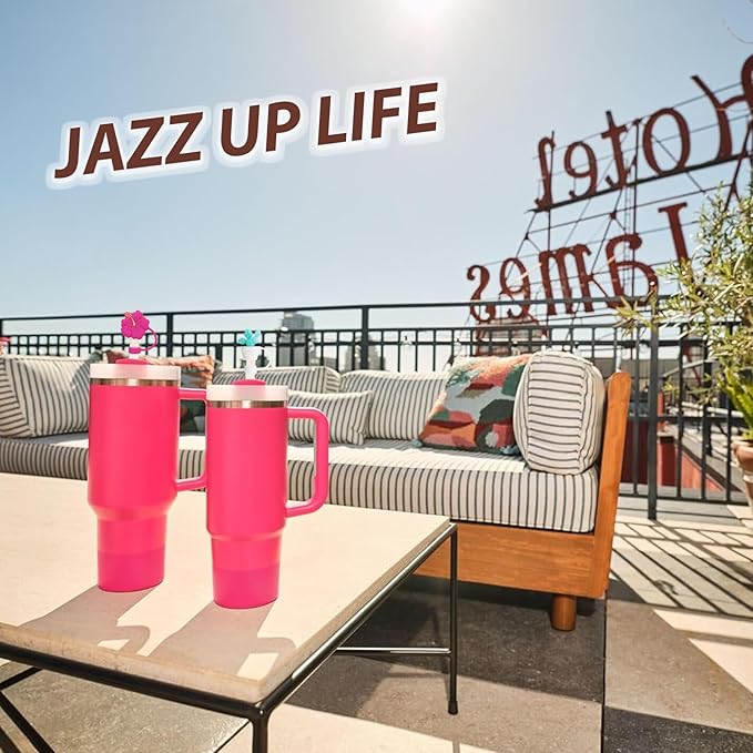 Stanley Cup Accessories Set Including 6 Pcs Silicone Spill Proof Stopper, 2 Pcs Straw Cover Cap for 9-10 mm Straws, 1 Pcs Silicone Boot for Stanley Cup 40oz & 30oz Tumbler (Passion Pink)