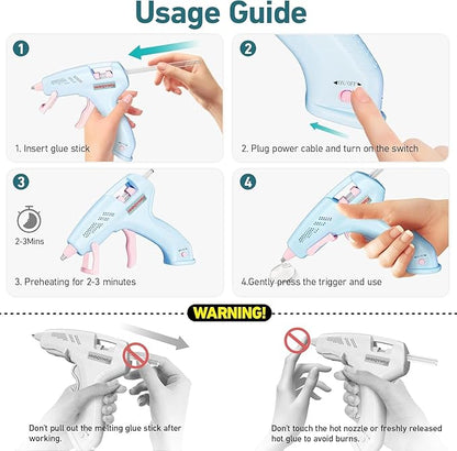 Cordless Hot Glue Gun, 20W Hot Glue Gun with 30PCS Premium Glue Sticks & 1m USB-C Cable, 2000mAh Built-in Battery Suitable for School Craft, Home Repair, DIY