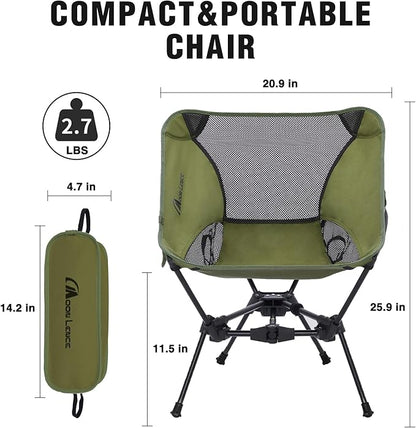 MOON LENCE Portable Camping Chair Backpacking Chair - The 4th Generation Ultralight Folding Chair - Compact, Lightweight Foldable Chairs for Hiking Mountaineering, Beach