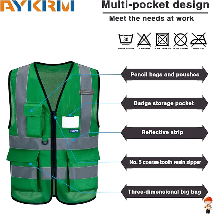 A-SAFETY High Visibility Reflective Safety Vest Customize Logo (XS-8XL)