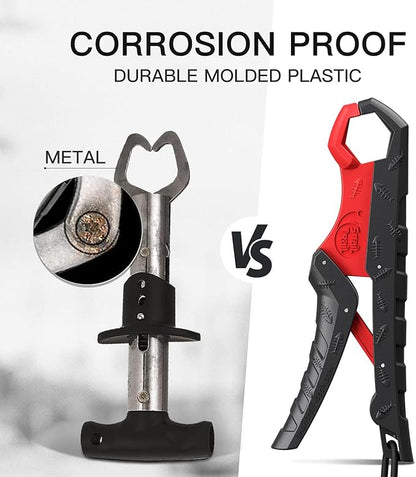 SNAIL TRAIL 7.5''/9'' Floating Fish Gripper, Fishing Grabber, Catfish Mouth Pliers, Caught Bass Holder, Digital Scale Hook Clamp, Saltwater Lip Grip Tool with Lanyard, Gifts for Men