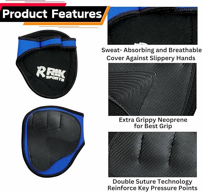 Non-Slip Neoprene Gym Grip Pads – Alternative to Workout Gloves for Weightlifting, Pull-Ups, Powerlifting, Calisthenics, and Gymnastics – Fitness Grips for Men and Women