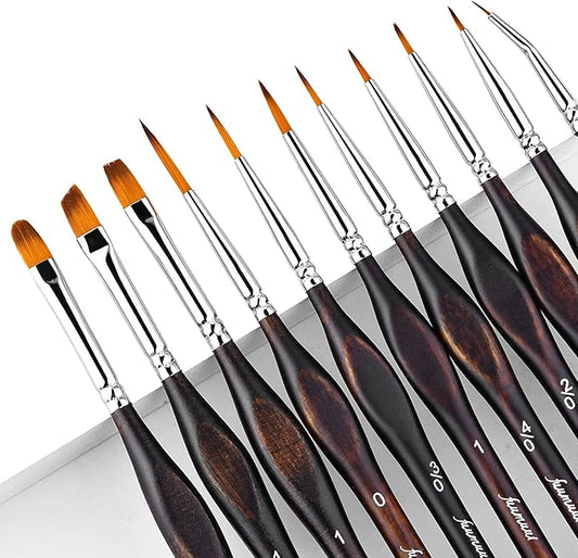 Miniature Paint Brushes, Fuumuui 11pcs Micro Detail Paint Brushes for Model, Paint by Numbers - Fine Detail Paint Brush Set for Acrylic, Watercolor, Oil