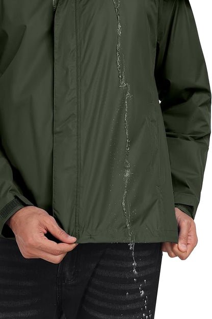 Little Donkey Andy Men's Waterproof Rain Jacket Outdoor Lightweight Rain Shell Coat for Hiking,Golf,Travel