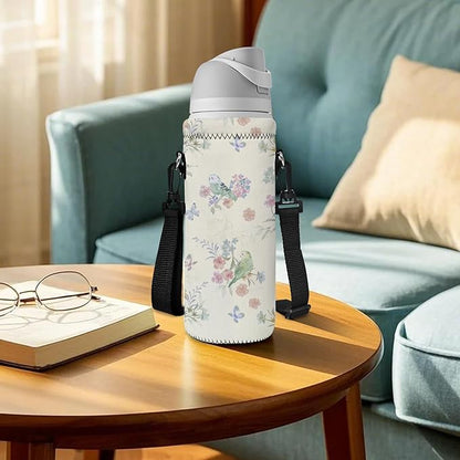 RICHEN Neoprene Water Bottle Carrier Bag with Adjustable Shoulder Strap,Insulated Water Bottle Cover for Stainless Steel/Glass/Plastic Bottles