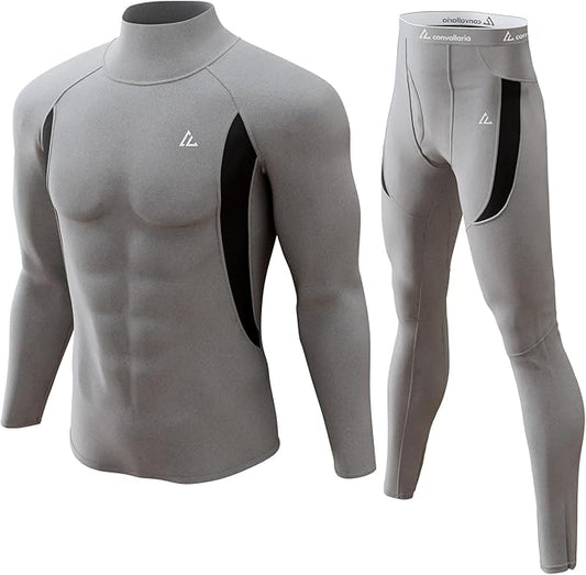 CL convallaria Mens Thermal Underwear Set with Fly Long Johns Base Layer Winter Hunting Gear Sport Top and Bottom