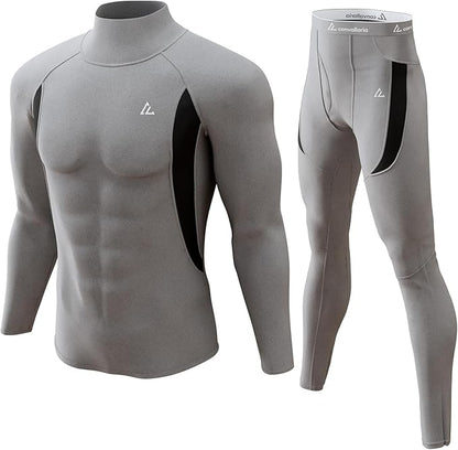 CL convallaria Mens Thermal Underwear Set with Fly Long Johns Base Layer Winter Hunting Gear Sport Top and Bottom